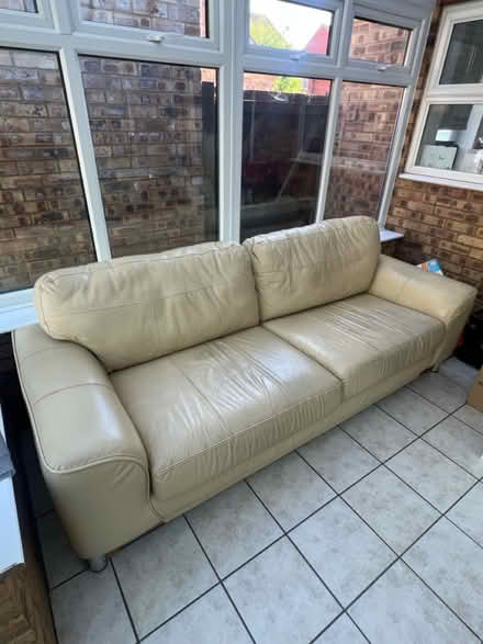 Photo of free Beige leather sofa (Barton-le-clay) #1