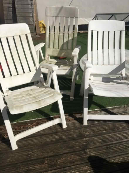 Photo of free 3 garden chairs needs clean paint (Altrincham 2DP) #1