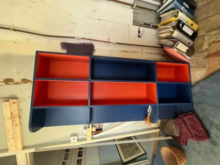 Photo of free Blue and orange shelving (Farrow and Ball) 169cm x 20 x 73cm (Queen's Park BN2) #1