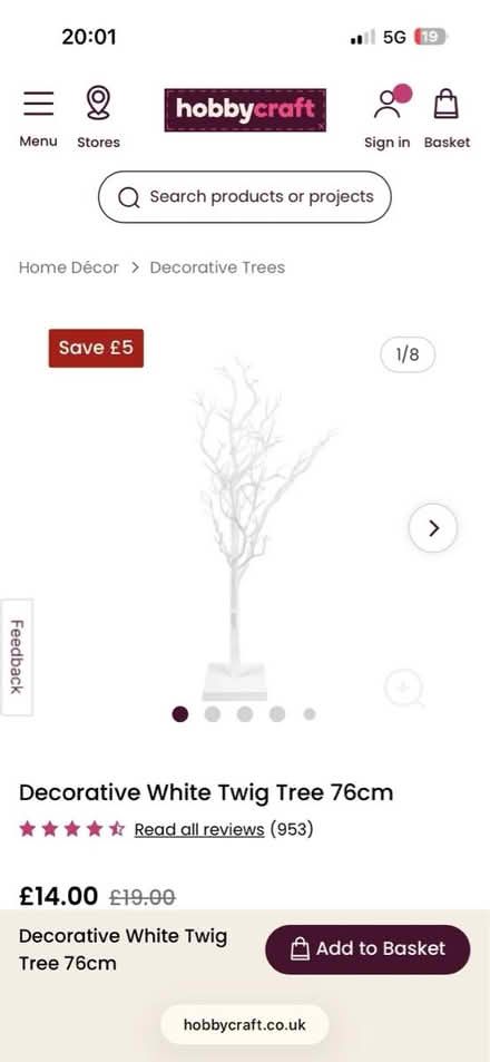 Photo of Hobbycraft white tree (Hertford SG14) #1