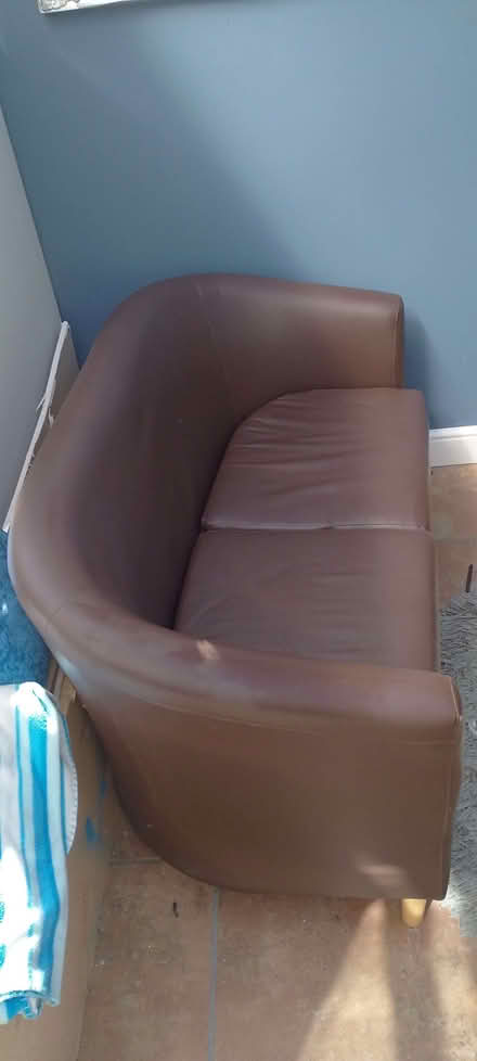 Photo of free Brown tub chair and 2 seater (Kettering NN16) #2