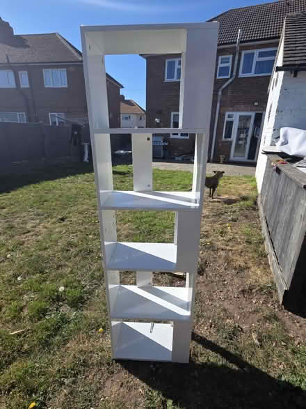 Photo of free 2 x white floor standing shelves (SG18) #1