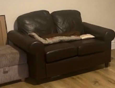 Photo of free 2 seater brown leather sofa (OL11 Rochdale) #1