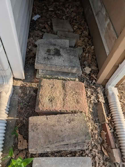 Photo of free Stone, metal shelf, wood gate (Downtown Oak Park) #1