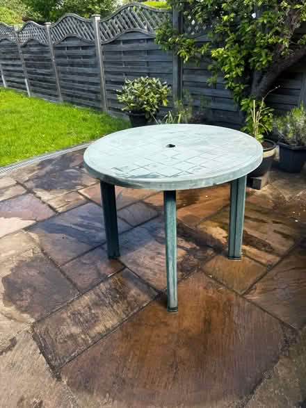 Photo of free Green plastic garden table (Hale End E4) #1