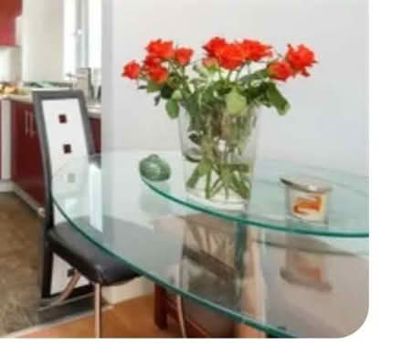 Photo of free Glass dining table with circular section in middle+ 4 chairs (West Drayton UB7) #1