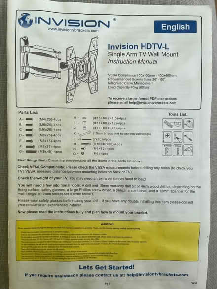 Photo of free Tv wall mount (City of Bristol BS6) #1