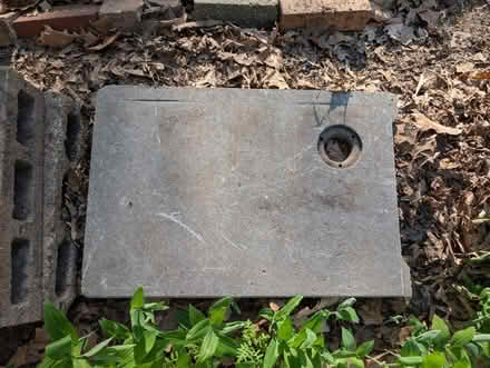 Photo of free Stone, metal shelf, wood gate (Downtown Oak Park) #2