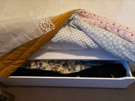 Photo of free King Size White Wooden Storage Bed and Mattress (Chiswick W4) #4