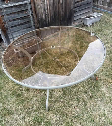 Photo of free Round glass & metal patio table (Prince of Wales at Meadowlands) #2