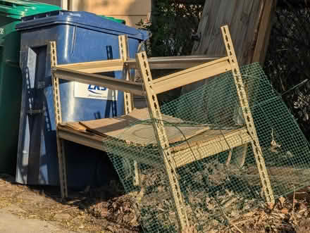 Photo of free Stone, metal shelf, wood gate (Downtown Oak Park) #4
