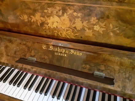 Photo of free Bishop and Sons piano and piano stool with storage (Far Bletchley MK3) #1