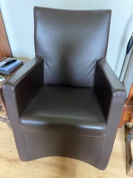Photo of free Pair of brown leather armchairs (Erlestoke Devizes SN10) #1