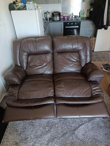 Photo of free Brown genuine leather recliner sofa (Chorley Moor PR7) #2