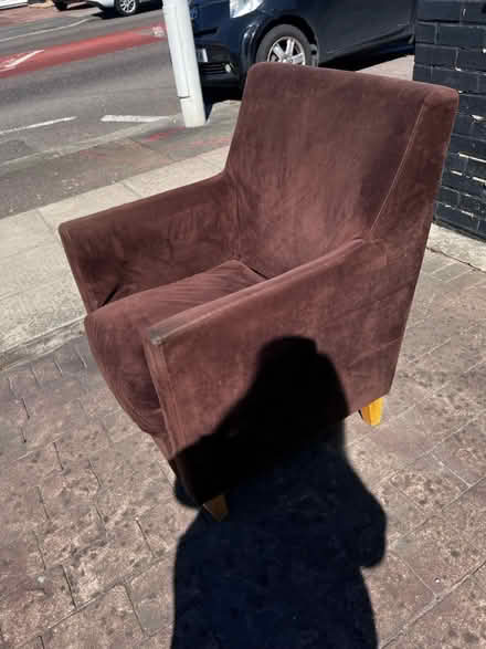 Photo of free Armchair faux Suede (Clayhall Ilford iG5) #2