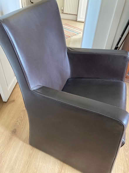 Photo of free Pair of brown leather armchairs (Erlestoke Devizes SN10) #2