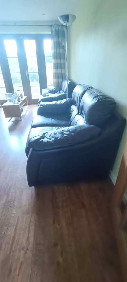 Photo of free 2 black leather sofas (Roydon CM19) #2