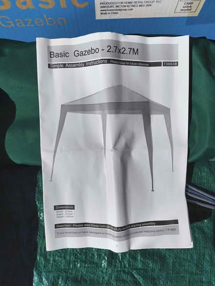 Photo of free White Plastic cover Gazebo (Eastcote HA5) #2