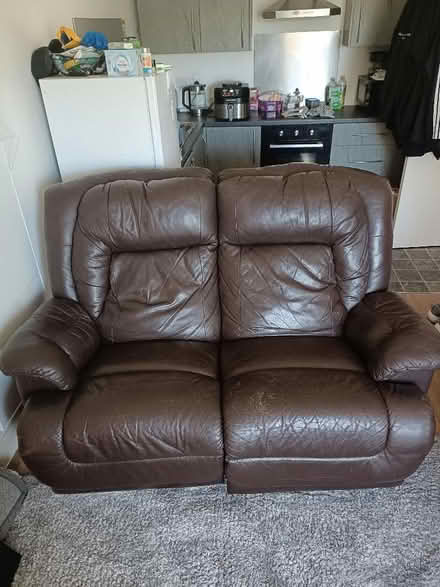 Photo of free Brown genuine leather recliner sofa (Chorley Moor PR7) #1
