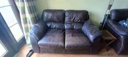 Photo of free 2 black leather sofas (Roydon CM19) #3