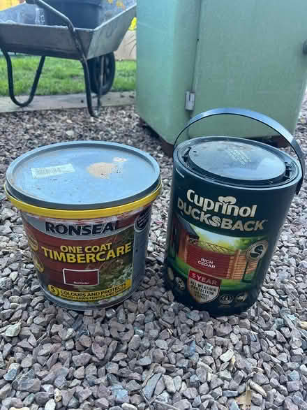 Photo of free 2 full tubs fence paint (Bromsgrove B61) #1