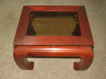 Photo of free Mahogany Vintage Clear Bevelled Glass Coffee Table (Central Preston PR1) #1