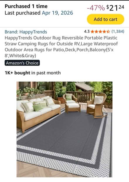 Photo of free New 5x8 Outdoor Rug (Broomall 19008) #1