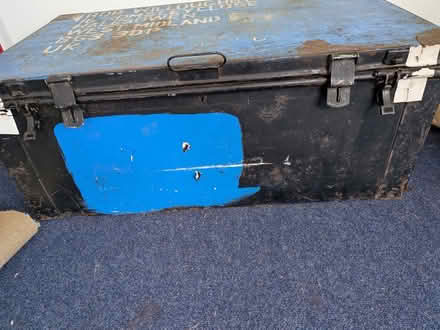 Photo of free Old metal trunk - blue and black (Shirehampton, BS11) #1