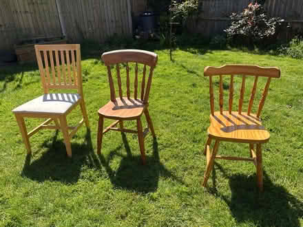 Photo of free 3 Wooden Dining Chairs (Oswestry SY11) #1