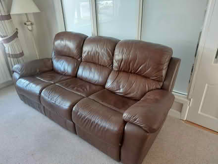 Photo of free Brown Leather sofa (Malahide) #1