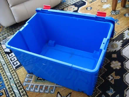 Photo of free Large Blue Lidded Plastic Box on Wheels for Toys Storage etc (Coppull PR7) #3