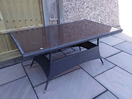 Photo of free Glass topped patio table (Loughborough LE11) #1