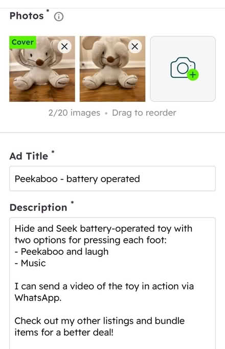Photo of free Battery teddy bears (West acton - W3) #2