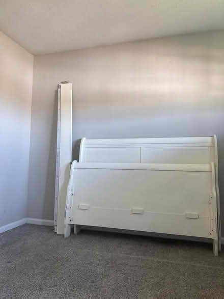 Photo of free Queen bed frame w box spring broken (Town & Country) #1