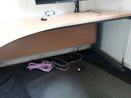 Photo of free Large Corner Office Desk -Wood, Metal Legs (Mansfield NG19) #2