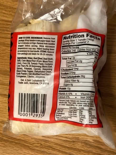 Photo of free 3 pkgs old frozen TJ beef tamales (Petworth/ Park View) #2