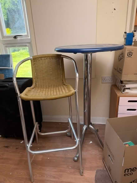 Photo of free Tall table with 1 wicker chair (GU47 9DF) #1
