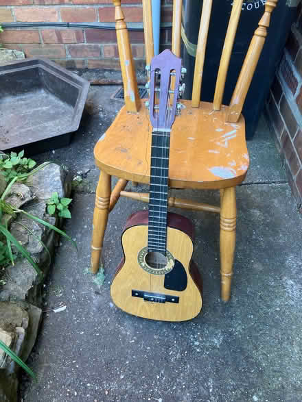 Photo of free Old guitar, string missing , and broken tuner (Brentry BS10) #1