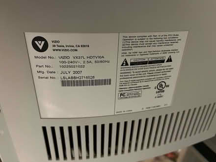 Photo of free Vizio VX37L HD LCF TV w/ 37” screen (Randolph Hills (Ashley Drive)) #2