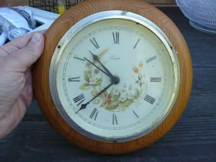 Photo of free Vintage M&S harvest pattern pine wall clock (Kempsey WR5) #1