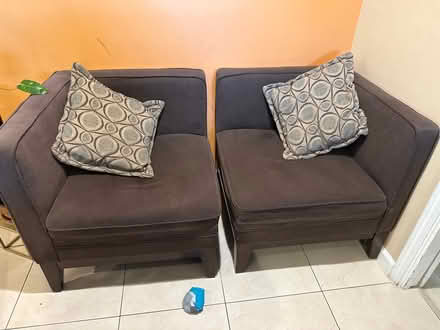 Photo of free 2 coffee brown color corner chairs (Fordham and Sladky) #1