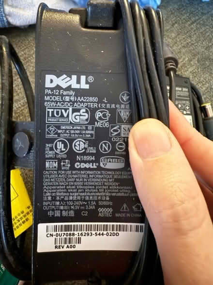 Photo of free Dell laptop charger PA-12 65w (Rathfarnham) #1