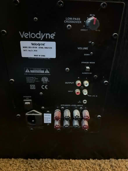 Photo of free Velodyne Subwoofer + cords (NW West Chicago) #2