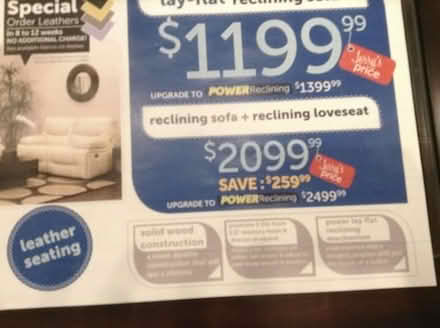 Photo of free Leather Power Love Seat Recliner (San Carlos, Devonshire Canyon) #1