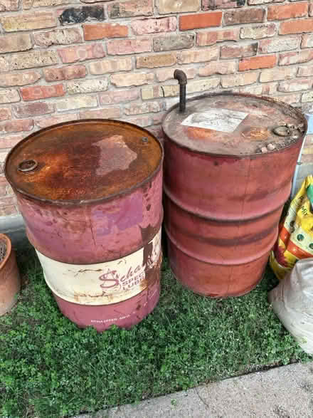 Photo of free Old empty oil barrels (Hurst) #1