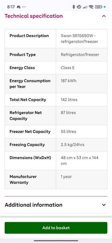 Photo of free Swan Fridge Freezer 50/50 (S12 Frechville) #4