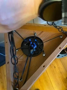 Photo of free reclaimed wine bottle chandelier (Lowell and highland) #3