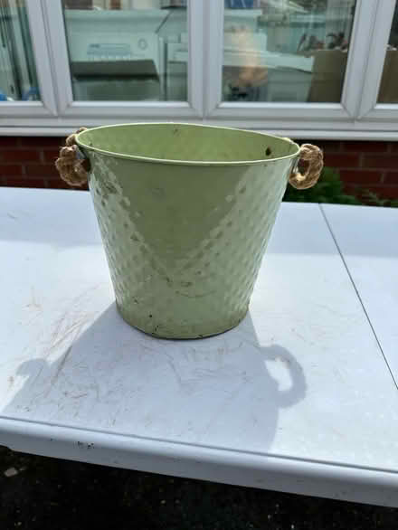 Photo of free Metal green plant pot (Blaby LE8) #1