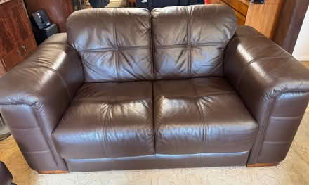 Photo of free 3 + 2 Seater brown leather sofa (Frodingham DN16) #1
