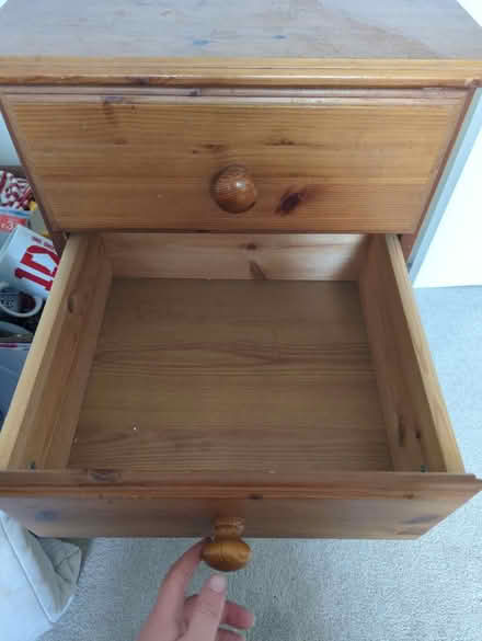 Photo of free Three drawer pine bedside table (Highwoods CO4) #3